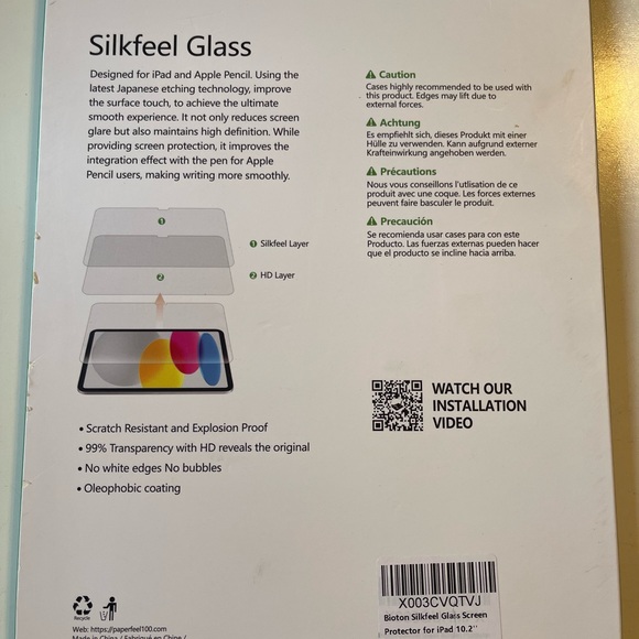 NEW! BIOTON Silkfeel Glass Screen Protector for APPLE iPad 7/8/9/10th Gen. 10.2" - Picture 3 of 3